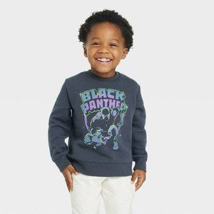 Toddler Boys' Marvel Black Panther Solid Sweatshirt Black 3T
